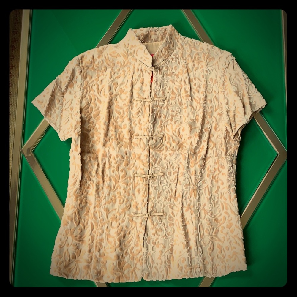 Shanghai Tang Cheungsam cream burn-out top.